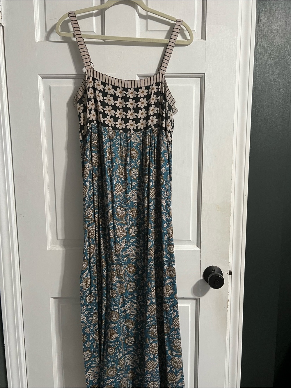 NATURAL LIFE Teal and Beige Floral Maxi Dress